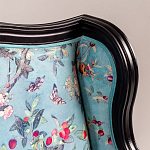 Трехместный диван из натурального бука бирюзовый с изображением птиц и цветов Turquoise Chinoiserie Garden Sofa варинант исполнения - 6 | Loft Concept в Челябинске