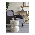 Приставной столик с мозаичным рисунком из раковин устриц Bone Inlay варинант исполнения - 8 | Loft Concept в Челябинске