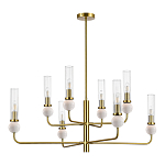 Люстра с 8-ю плафонами в форме стеклянных трубок и мраморных декоративных элементов Montreal варинант исполнения - 8 | Loft Concept в Челябинске