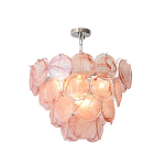 Люстра с каскадом из круглых розовых стеклянных дисков Pink Light Waterfall варинант исполнения - 3 | Loft Concept в Челябинске