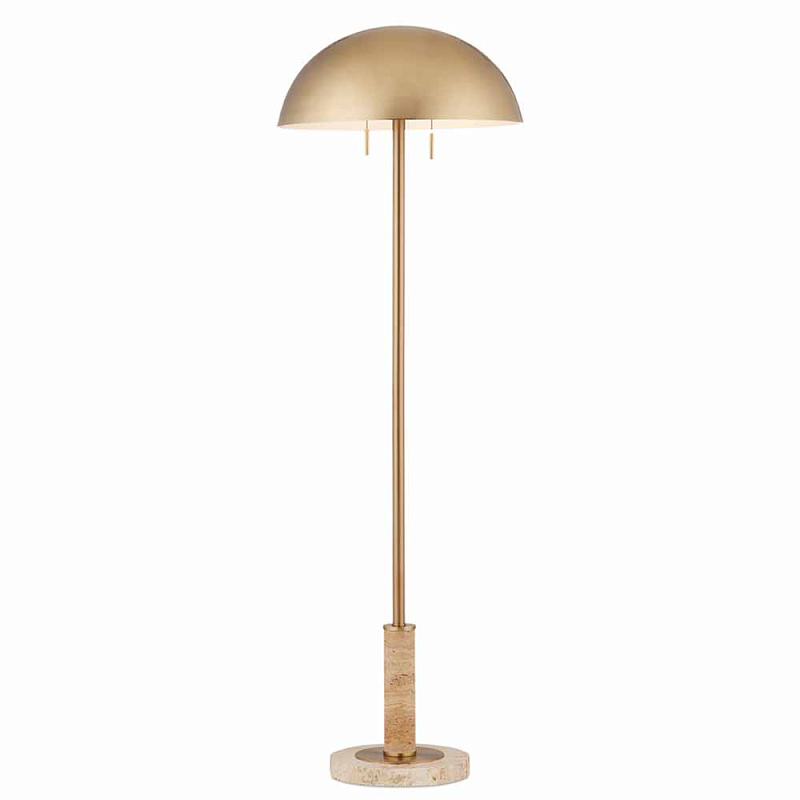 Торшер с куполообразным абажуром на каменном основании Riverside Floor Lamp Латунь Торшер с куполообразным абажуром на каменном основании Riverside Floor Lamp Латунь в Челябинске | Loft Concept