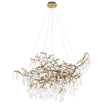 Подвесная люстра в виде ветвей деревьев золотого цвета с прозрачными подвесками-каплями 10 и 14 ламп Droplet Chandelier варинант исполнения - 3 | Loft Concept в Челябинске