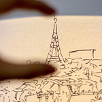 Настольная лампа с принтом на белом тканевом абажуре Roof Garden Lamp варинант исполнения - 3 | Loft Concept в Челябинске