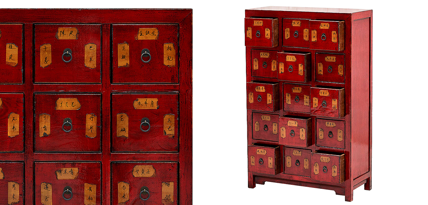 Комод в китайском стиле с маленькими выдвижными ящиками Red Chest of Drawers Red Комод в китайском стиле с маленькими выдвижными ящиками Red Chest of Drawers Red - Loft-Concept в Челябинске