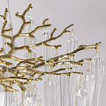 Люстра золотого цвета с декоративными ветками и длинными прозрачными стеклянными подвесами в форме сосулек Droplet Chandelier варинант исполнения - 7 | Loft Concept в Челябинске