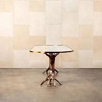 Обеденный стол с фигурным декором бронзового цвета Dichotomy racetrack варинант исполнения - 4 | Loft Concept в Челябинске