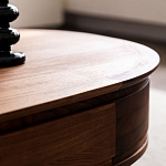 Кофейный стол овальный из дерева с 2-мя ящиками Coffee Walnut Table варинант исполнения - 9 | Loft Concept в Челябинске