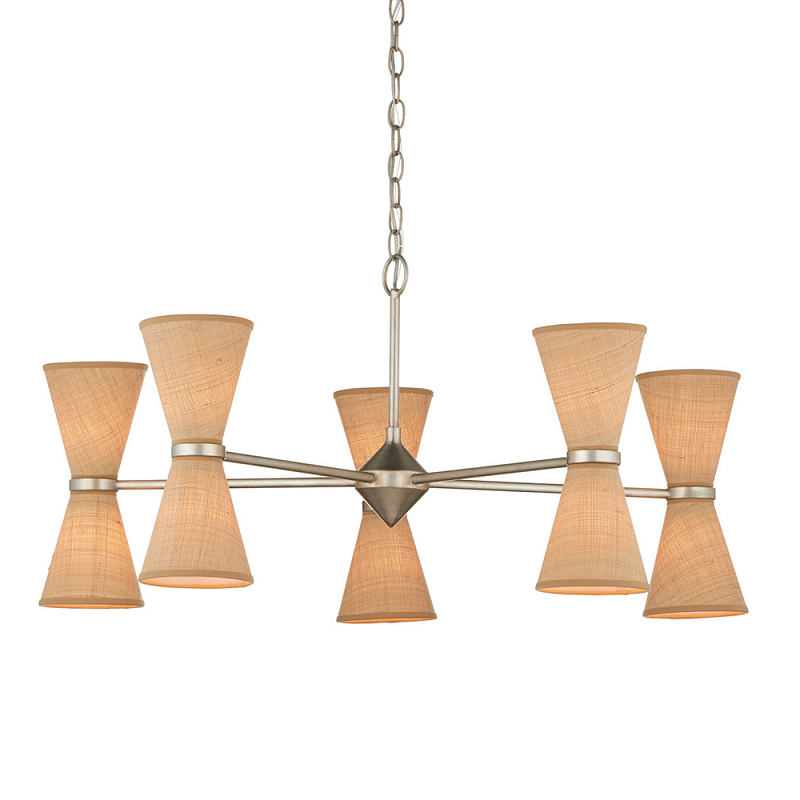Люстра серебряного цвета с тканевыми абажурами Loft Rope Light Серебряный Бежевый Люстра серебряного цвета с тканевыми абажурами Loft Rope Light Серебряный Бежевый в Челябинске | Loft Concept