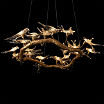 Люстра подвесная с прозрачными стеклянными птичками на ветвях Диаметр 100 см Serip Voa варинант исполнения - 9 | Loft Concept в Челябинске