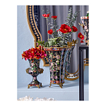 Ваза из фарфора черная с цветочной росписью и бронзовой стрекозой Spring Garden варинант исполнения - 4 | Loft Concept в Челябинске