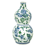 Ваза фигурная с сине-зелеными узорами распустившихся цветов Blossoming Spring варинант исполнения - 1 | Loft Concept в Челябинске