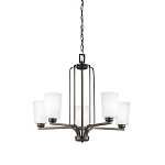 Люстра бронзового цвета с 5-ю матовыми стеклянными плафонами Generation Lighting варинант исполнения - 1 | Loft Concept в Челябинске