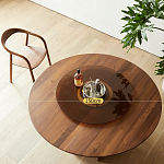 Стол обеденный круглый с двойной столешницей Walnut Wood Table варинант исполнения - 5 | Loft Concept в Челябинске