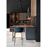 Комбинированный кухонный гарнитур сине-серого цвета с фасадом под дерево Benjamin Kitchen Set варинант исполнения - 5 | Loft Concept в Челябинске