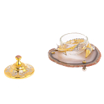 Икорница с декором "Осетр" с гравировкой на подставке из натурального камня Агат Decorative Cavair Dishes варинант исполнения - 3 | Loft Concept в Челябинске