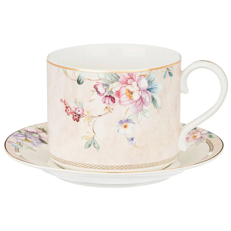 Чайная пара из фарфора с цветочным принтом 300мл Flower Porcelain Collection Розовый Мульти Чайная пара из фарфора с цветочным принтом 300мл Flower Porcelain Collection Розовый Мульти в Челябинске | Loft Concept
