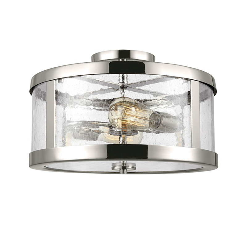 Потолочный светильник с цилиндрическим плафоном из прозрачного пузырькового стекла Feiss Никель Прозрачное Стекло в Челябинске | Loft Concept 