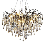 Люстра черная с прозрачными стеклянными подвесками в форме капель FAIRYTREE Light варинант исполнения - 3 | Loft Concept в Челябинске