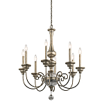 Люстра серебряного цвета с состаренным эффектом и декоративным подвесным шаром Kichler варинант исполнения - 1 | Loft Concept в Челябинске