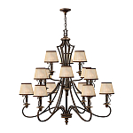Люстра бронзового цвета с бежевыми абажурами из органзы в классическом стиле Hinkley варинант исполнения - 2 | Loft Concept в Челябинске