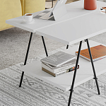 Стол журнальный с белой прямоугольной столешницей и полкой ESSEL WHITE варинант исполнения - 3 | Loft Concept в Челябинске