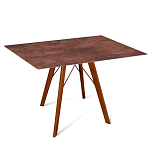 Стол обеденный с коричневой прямоугольной столешницей из керамики на четырех деревянных ножках Brown Ceramics варинант исполнения - 1 | Loft Concept в Челябинске