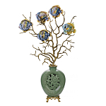 Ваза зеленая с бронзовыми ветвями и фарфоровыми рыбками Eden Garden варинант исполнения - 1 | Loft Concept в Челябинске