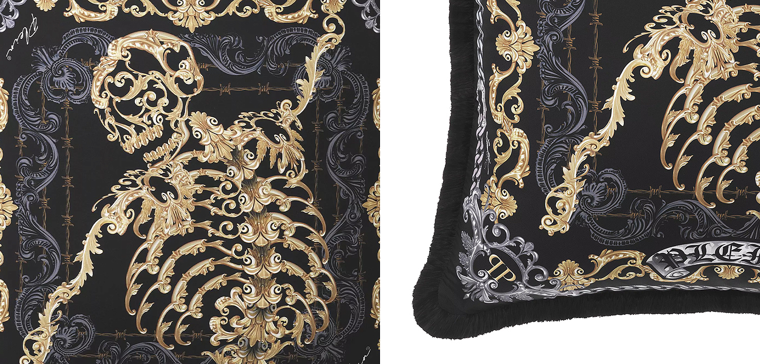 Подушка Philipp Plein Cushion Silk Skeleton 50 x 50 cm Подушка Philipp Plein Cushion Silk Skeleton 50 x 50 cm - Loft-Concept в Челябинске
