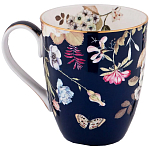 Кружка синяя из фарфора с рисунком цветов 400 мл Garden Whisper Porcelain Set  варинант исполнения - 1 | Loft Concept в Челябинске