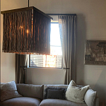 Люстра квадратная с бахромой и подвесом из деревянных бусин Psyche варинант исполнения - 3 | Loft Concept в Челябинске