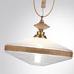 Подвесной светильник с плоским прозрачным плафоном и декоративной вставкой из текстурного камня Tectona  варинант исполнения - 6 | Loft Concept в Челябинске