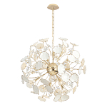 Люстра круглой формы с белыми и прозрачными лепестками цветов Диаметр 69 см Wintery flovers варинант исполнения - 1 | Loft Concept в Челябинске