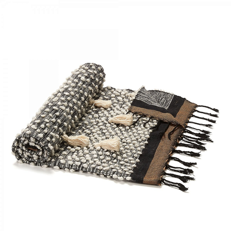 Плед Plaid Boho Tassels Бежевый Коричневый Синий Плед Plaid Boho Tassels Бежевый Коричневый Синий в Челябинске | Loft Concept