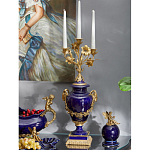 Подсвечник из темно-синего фарфора с бронзовыми элементами и цветами Eden Garden варинант исполнения - 4 | Loft Concept в Челябинске