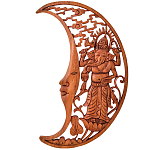 Панно из дерева Ганеша и месяц Panel With Animals варинант исполнения - 1 | Loft Concept в Челябинске