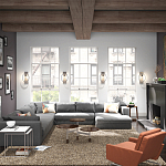 Бра цвета хром с круглой рамой и цилиндрическим прозрачным стеклянным плафоном на прямоугольном основании Feiss варинант исполнения - 4 | Loft Concept в Челябинске