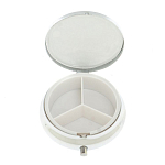 Таблетница карманная круглая с 3-мя отделениями и накладкой из натурального камня Апатит Голубой Silver Stone Pillboxes варинант исполнения - 3 | Loft Concept в Челябинске