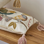 Чехол на подушку с кисточками и вышивкой птиц Ethnic mix Birds Rect варинант исполнения - 5 | Loft Concept в Челябинске