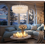 Круглая люстра с хрустальными подвесками на золотистом каркасе Gorgeous Crystal Light варинант исполнения - 13 | Loft Concept в Челябинске