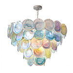 Люстра с каскадом из круглых разноцветных стеклянных дисков Mother of Pearl Iridescence варинант исполнения - 2 | Loft Concept в Челябинске