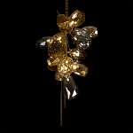 Люстра подвесная вытянутой формы с плафонами из стекла и металла с тремя вертикальными подвесками Gilded Mirage  варинант исполнения - 5 | Loft Concept в Челябинске