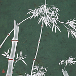 Обои ручная роспись Bamboo Argent on Edo Green painted silk варинант исполнения - 1 | Loft Concept в Челябинске