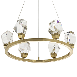 Подвесная круглая люстра с хрустальными плафонами Esme Crystal Brass Ring Chandelier