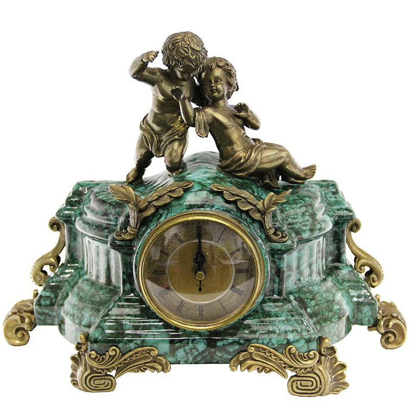 Часы Porcelain Malachite Малахит (зеленый) Бронза Часы Porcelain Malachite Малахит (зеленый) Бронза в Челябинске | Loft Concept