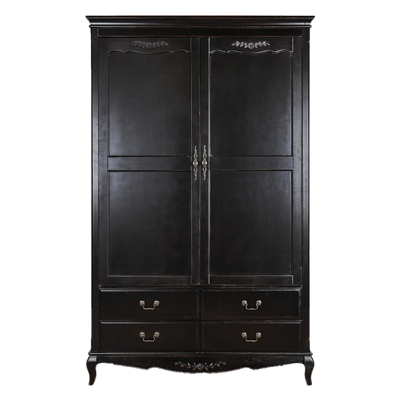 Шкаф черный с 4-мя ящиками и 2-мя дверцами в стиле Прованс Vintage Черный в Челябинске | Loft Concept 