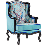 Кресло из натурального бука бирюзовое с изображением птиц и цветов Turquoise Chinoiserie Garden Armchair варинант исполнения - 2 | Loft Concept в Челябинске