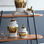 Ваза белая с крышкой и золотистыми фрагментами 46 см Chinoiserie Ceramics варинант исполнения - 2 | Loft Concept в Челябинске