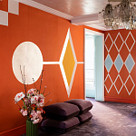 Обои ручная роспись Chez Nina by India Mahdavi Lantana colourway on Arancio dyed silk варинант исполнения - 1 | Loft Concept в Челябинске