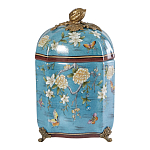 Ваза голубая с крышкой и цветочным узором Genuine Chinese Classics варинант исполнения - 1 | Loft Concept в Челябинске
