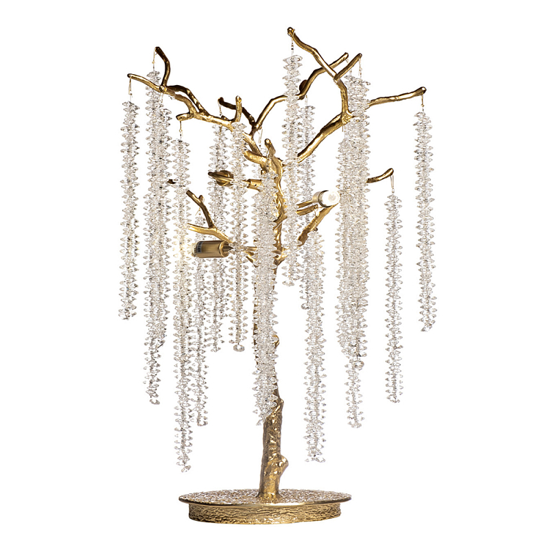 Лампа настольная со стеклянными подвесами цвет золото FAIRYTREE Light Золотой Прозрачный в Челябинске | Loft Concept 